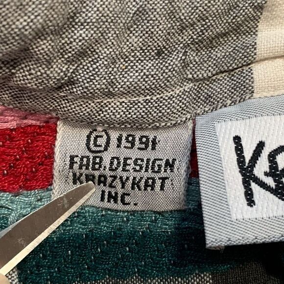 Vintage Shirt Black Oversized White Checkered Plaid Embroidered Dark Floral - Picture 10 of 12